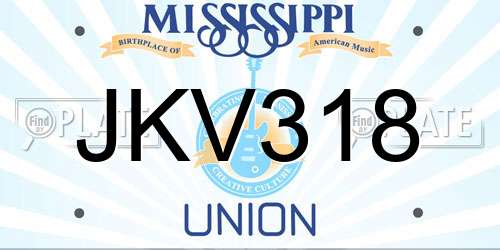 JKV318 Mississippi License Plate