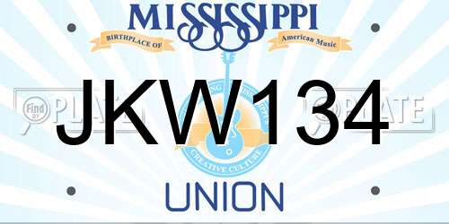 JKW134 Mississippi License Plate