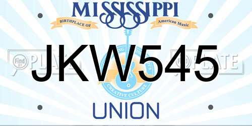 JKW545 Mississippi License Plate