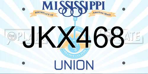 JKX468 Mississippi License Plate