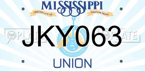 JKY063 Mississippi License Plate