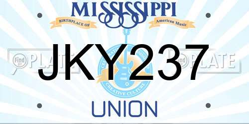 JKY237 Mississippi License Plate