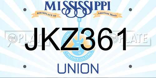 JKZ361 Mississippi License Plate