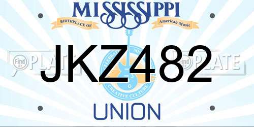 JKZ482 Mississippi License Plate