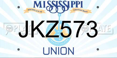 JKZ573 Mississippi License Plate