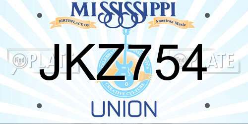 JKZ754 Mississippi License Plate