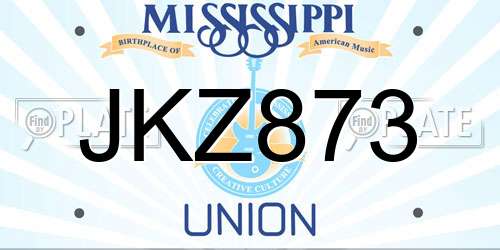 JKZ873 Mississippi License Plate