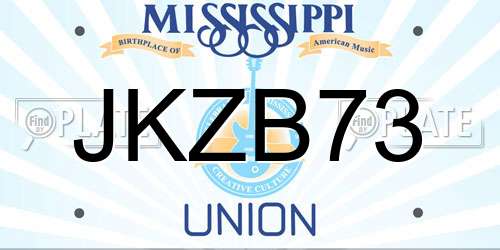 JKZB73 Mississippi License Plate