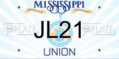JL21 Mississippi License Plate