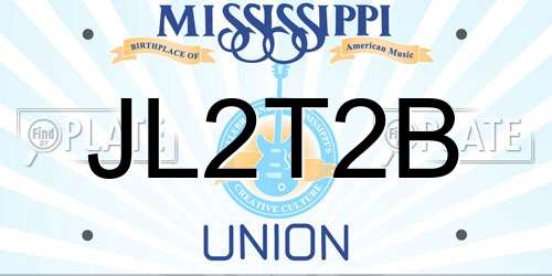JL2T2B Mississippi License Plate