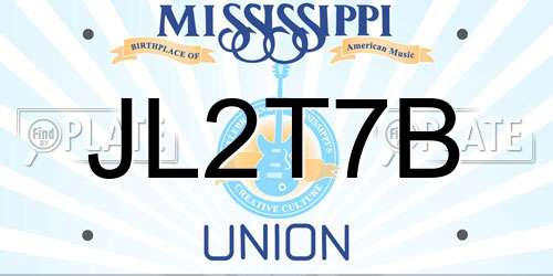 JL2T7B Mississippi License Plate