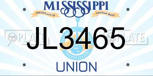 JL3465 Mississippi License Plate