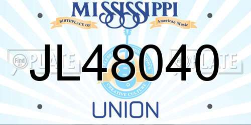JL48040 Mississippi License Plate