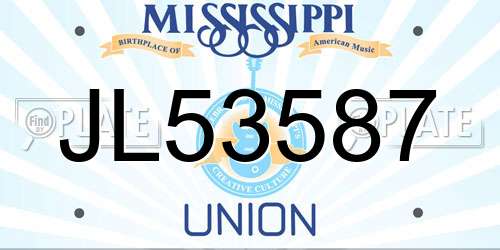 JL53587 Mississippi License Plate