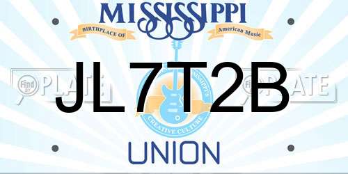 JL7T2B Mississippi License Plate