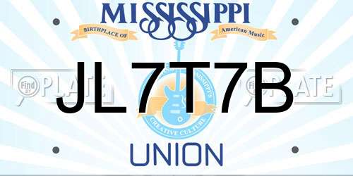 JL7T7B Mississippi License Plate