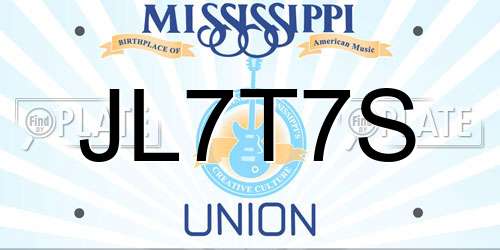 JL7T7S Mississippi License Plate