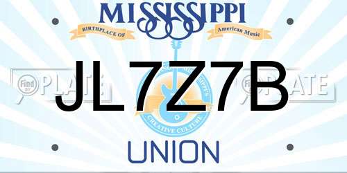 JL7Z7B Mississippi License Plate