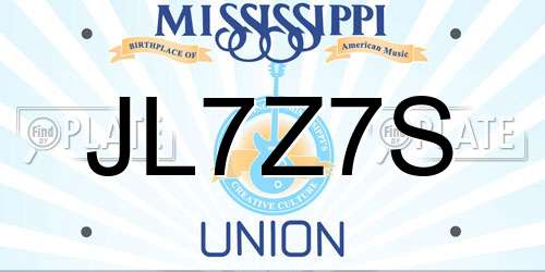 JL7Z7S Mississippi License Plate
