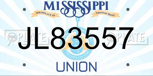 JL83557 Mississippi License Plate