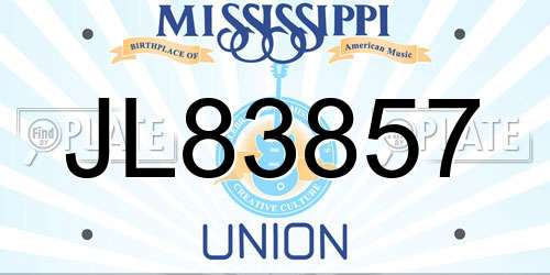 JL83857 Mississippi License Plate