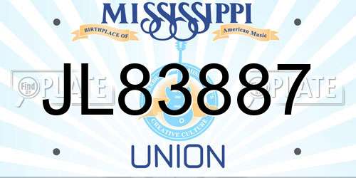 JL83887 Mississippi License Plate