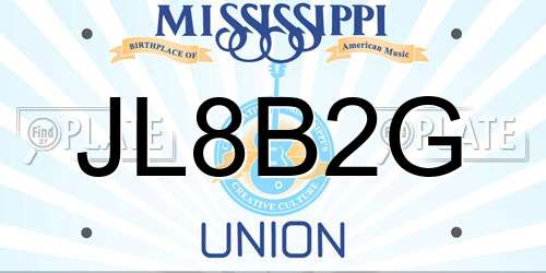 JL8B2G Mississippi License Plate