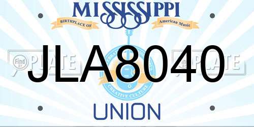 JLA8040 Mississippi License Plate