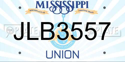 JLB3557 Mississippi License Plate