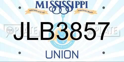 JLB3857 Mississippi License Plate