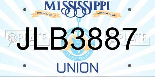 JLB3887 Mississippi License Plate