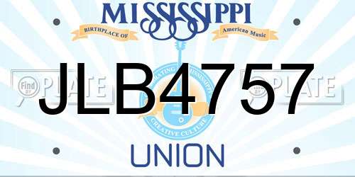 JLB4757 Mississippi License Plate