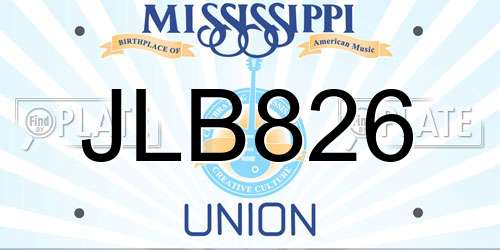 JLB826 Mississippi License Plate