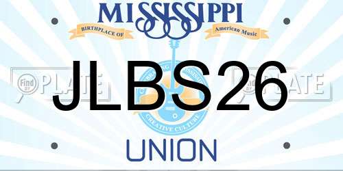 JLBS26 Mississippi License Plate