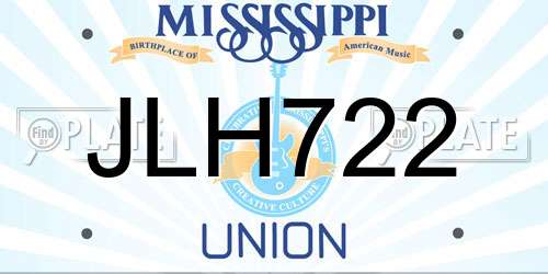 JLH722 Mississippi License Plate