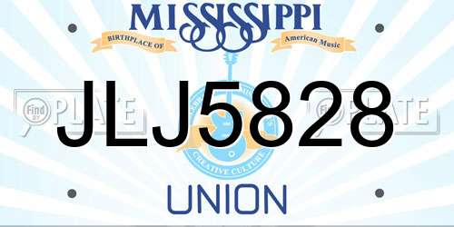 JLJ5828 Mississippi License Plate