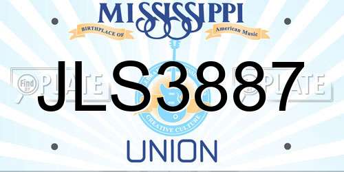 JLS3887 Mississippi License Plate