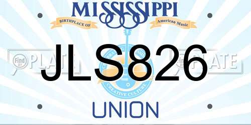 JLS826 Mississippi License Plate