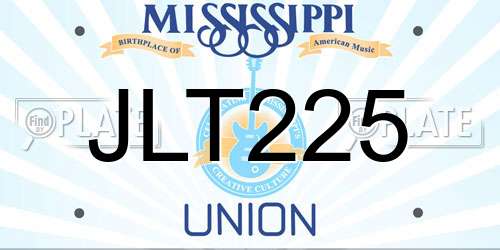 JLT225 Mississippi License Plate