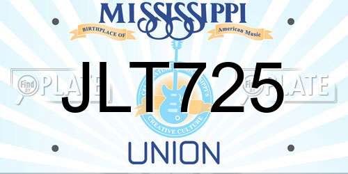 JLT725 Mississippi License Plate