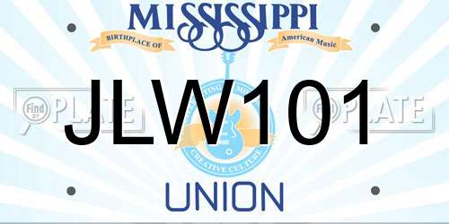 JLW101 Mississippi License Plate
