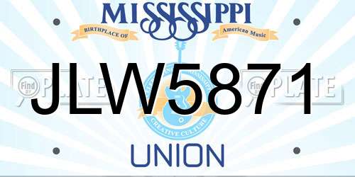 JLW5871 Mississippi License Plate