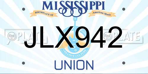 JLX942 Mississippi License Plate