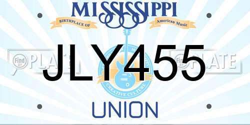JLY455 Mississippi License Plate