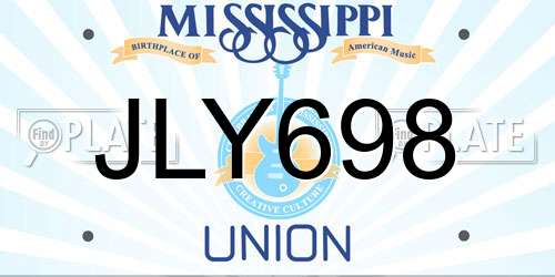 JLY698 Mississippi License Plate