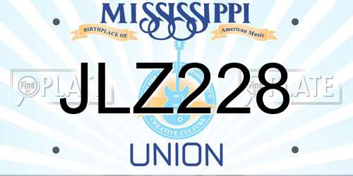 JLZ228 Mississippi License Plate