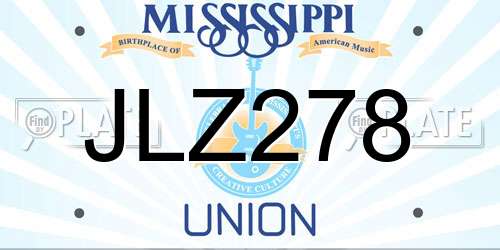 JLZ278 Mississippi License Plate