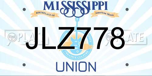JLZ778 Mississippi License Plate