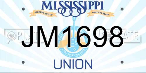 JM1698 Mississippi License Plate