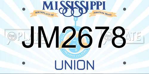 JM2678 Mississippi License Plate
